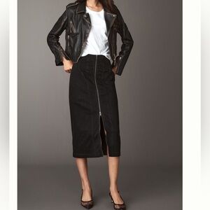 Anthropologie Pilcro Corseted Denim Black Pencil Skirt. Size 10P. MSRP $148